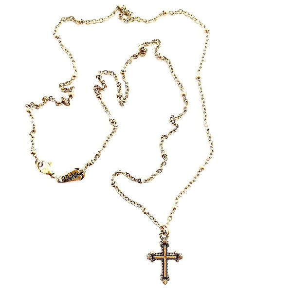 Resurrection Cross on Beaded Chain Necklace
