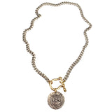 Alpha and Omega Mixed Metal Reversible Coin Necklace