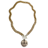 Old Jewish Coin Necklace on Miami Cuban Cable Chain