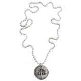 Gold or Silver Alpha & Omega Coin Pendant Necklace on stainless  steel ball chain