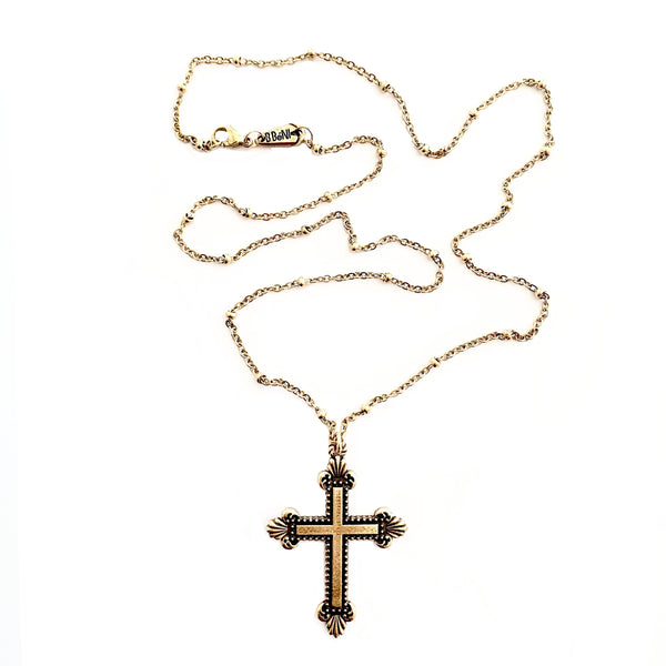 Rose Gold, Gold or Silver Christian Cross Pendant on bead chain