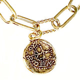 Jewish shekel coin charm bracelet in silver or gold