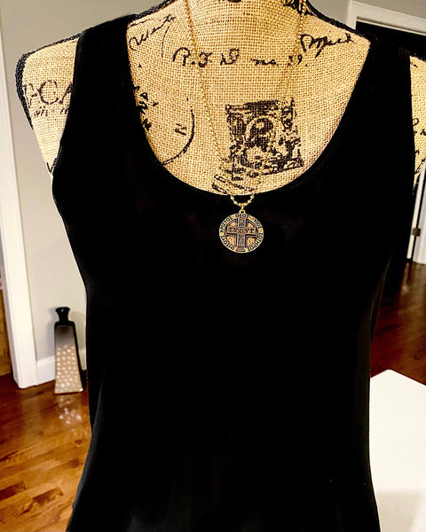 Silver or gold Greek Cross IXOYE ball chain necklace