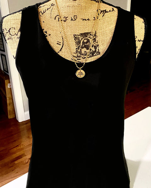 Sterling or 14k gold plated Alpha and Omega Reversible Coin Stainless Ball Chain Necklace