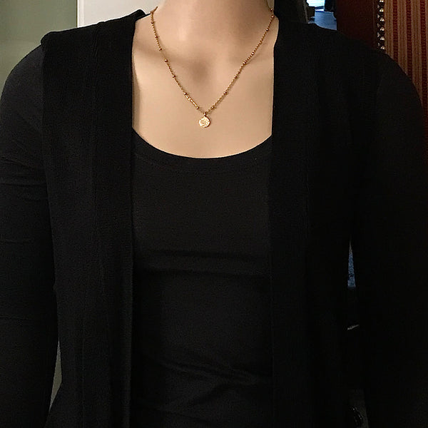 Bbeni gold Hammered star disc coin Satellite chain necklace