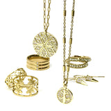 Bbeni cz diamond fleur de lis coin pendant gold necklace