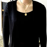 Bbeni gold diamond cz carabiner necklace coins charms