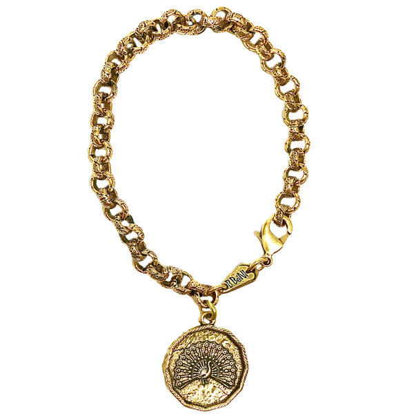 Bbeni peacock coin charm bracelet