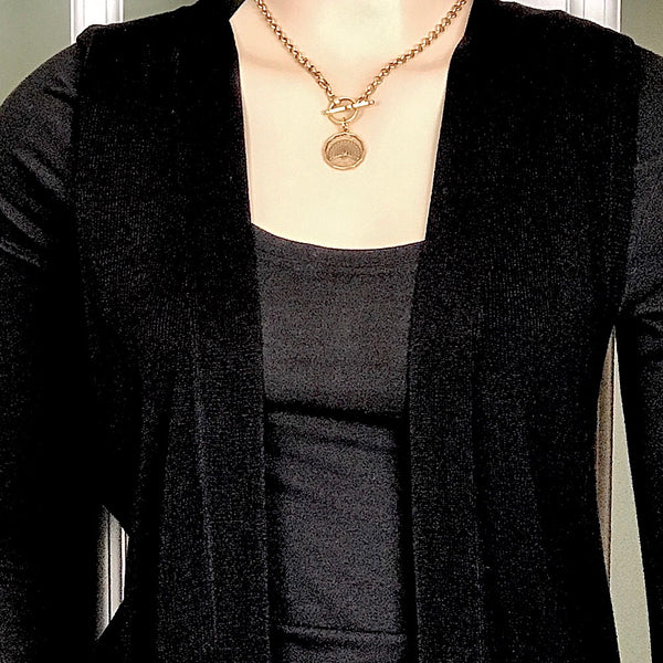 Bbeni gold toggle peacock coin necklace