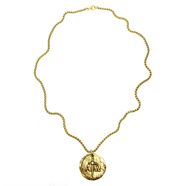 Bbeni alpha omega Greek Christian necklace gold silver for men