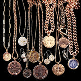 Bbeni Christian cross coin jewelry Greek Alpha and Omega pendant 