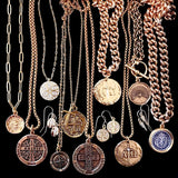 Bbeni Christian cross coin jewelry Greek Alpha and Omega pendant