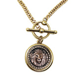 Bbeni gold and rose lion coin toggle necklace