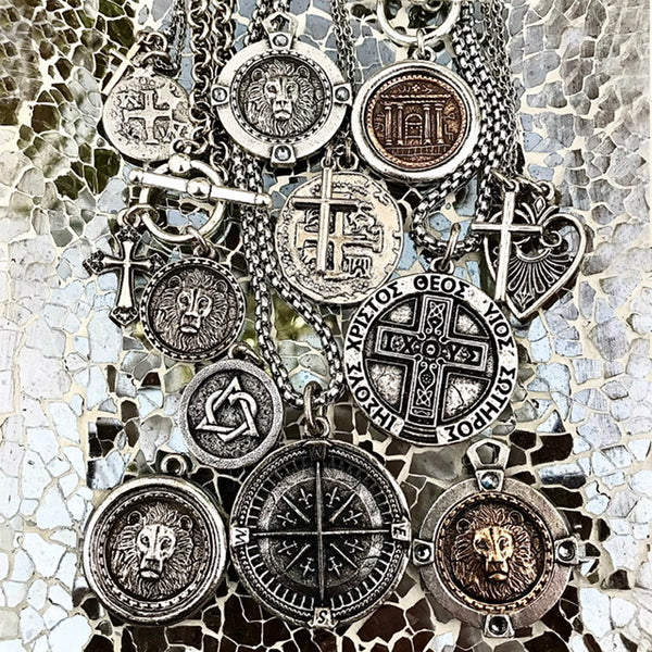 Large Compass Coin Necklace