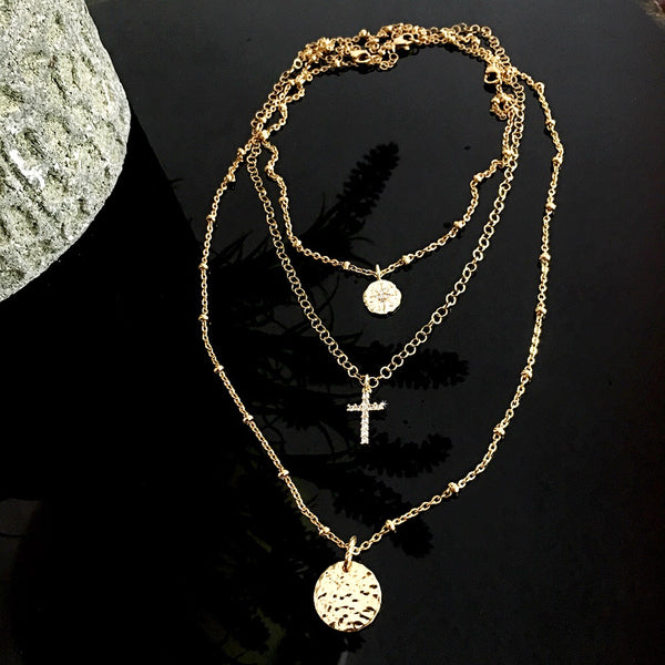 Bbeni gold hammered disc pendant