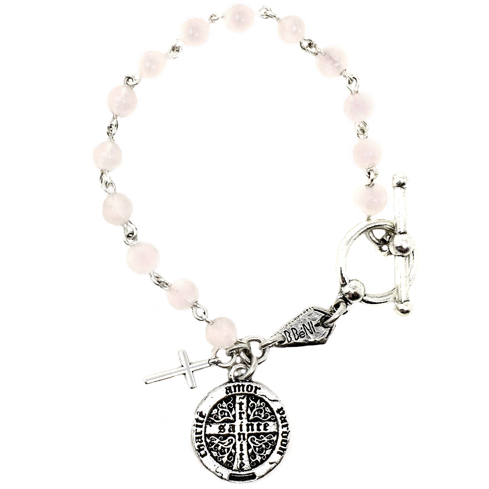 Trinité Coin Rose Quartz Beaded Charm Bracelet
