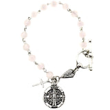 Rose quartz cross coin bracelet