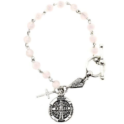 Trinité Coin Rose Quartz Beaded Charm Bracelet