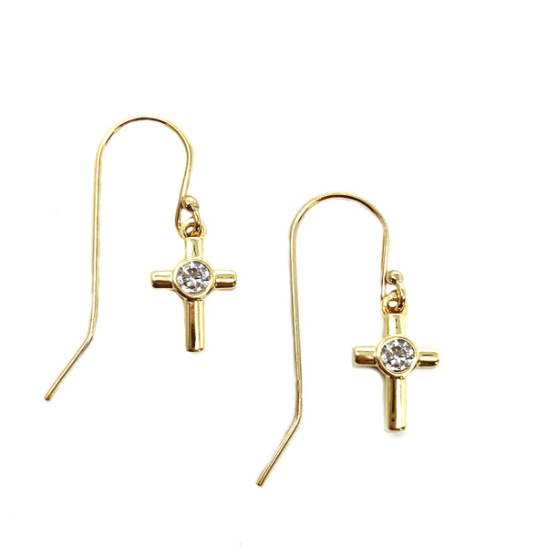 Bbeni gold cz diamond cross earrings