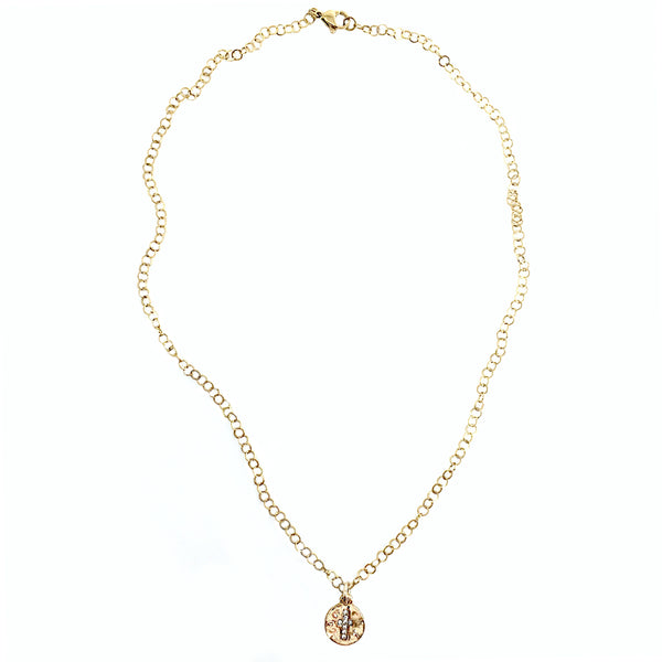 14k gold plated crystal cross necklace