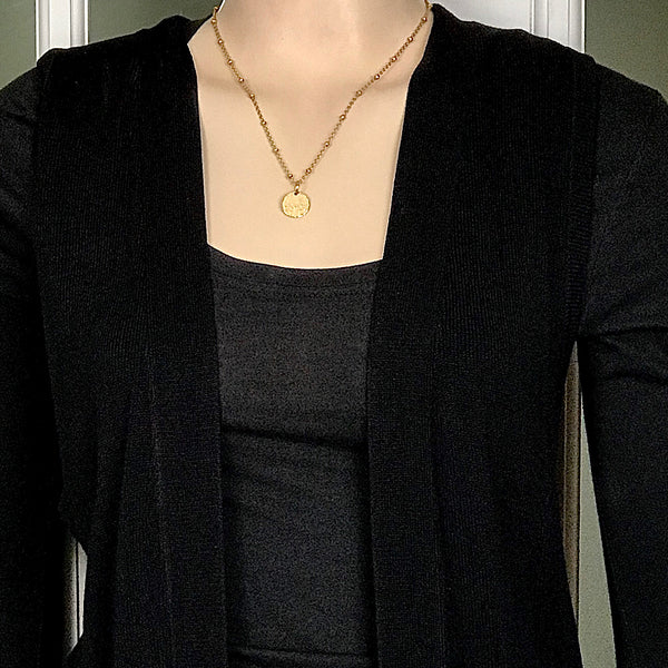 Bbeni gold hammered disc bead satellite necklace