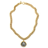 Bbeni heavy Miami Cuban link two tone lion coin necklace 