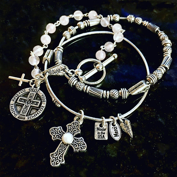 Serenity silver beaded bracelet