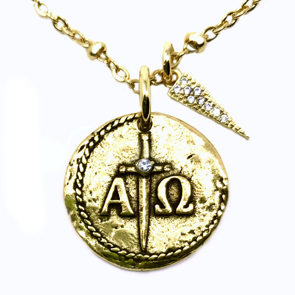 Bbeni gold omega cz coin satellite chain necklace