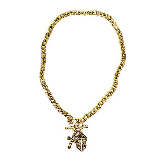 Bbeni shield cross Christian necklace