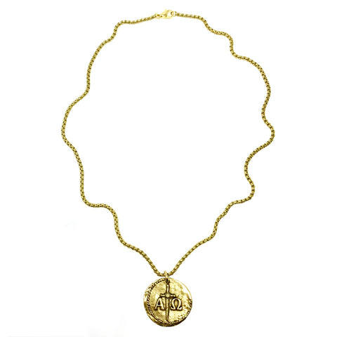 Large Alpha and Omega Reversible Coin Necklace