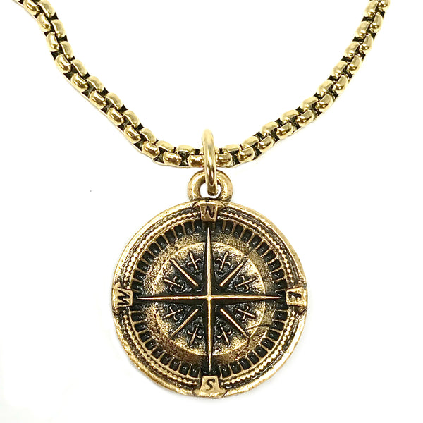 Bbeni gold compass coin necklace