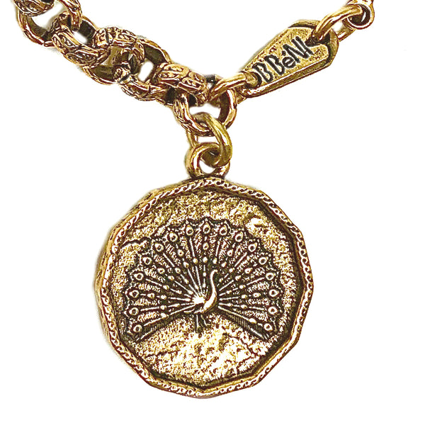 Bbeni peacock coin charm bracelet