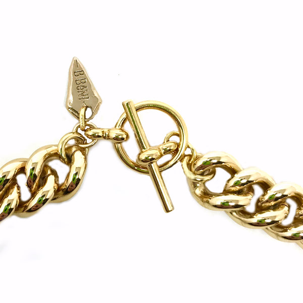 Bbeni alpha omega gold coin on Miami Cuban chain necklace