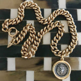 Bbeni gold miami Cuban link lion coin men’s necklace