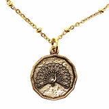 Bbeni peacock coin beaded chain necklace 