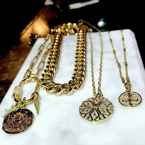 Bbeni gold Christian diamond cz Miami Cuban curb link Necklace