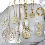 Bbeni gold cz diamond fleur de lis dangle earrings