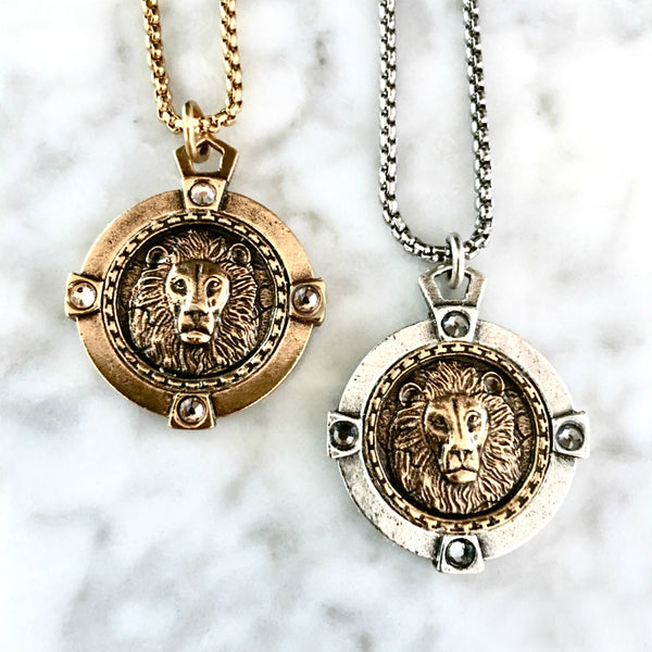 Bbeni gold silver lion coin necklace