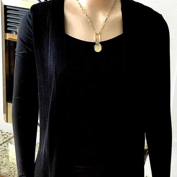 Bbeni gold diamond cz carabiner charm holder necklace