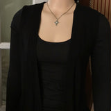 El Shaddai Christian cross Bar link pearl silver  necklace