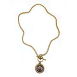 Bbeni gold and rose lion coin toggle necklace
