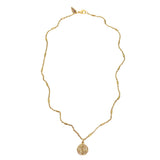 Bbeni diamond cz fleur de lis coin bar link necklace