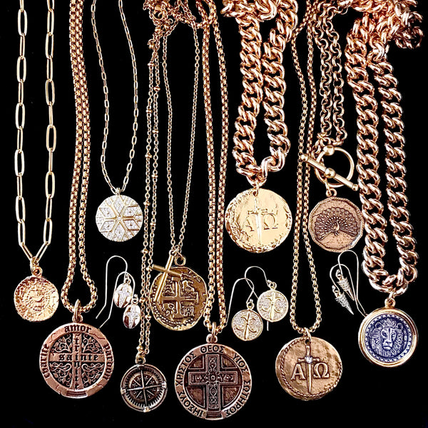 Bbeni Christian cross coin necklaces lion coin necklaces for men