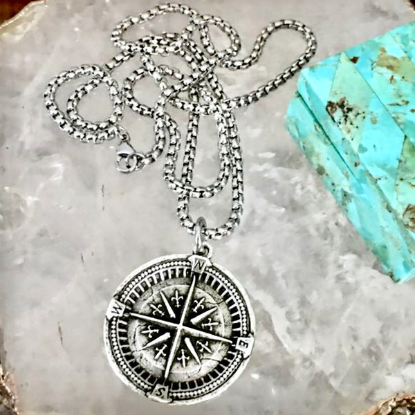 Bbeni men’s Compass Coin necklace