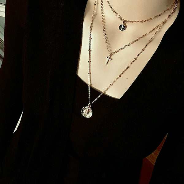 Bbeni ancient shekel gold coin necklace & layered Chains