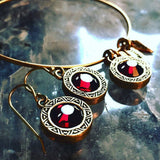 B.BéNI Jewelry gold & garnet cristal étincelle earrings & bracelet