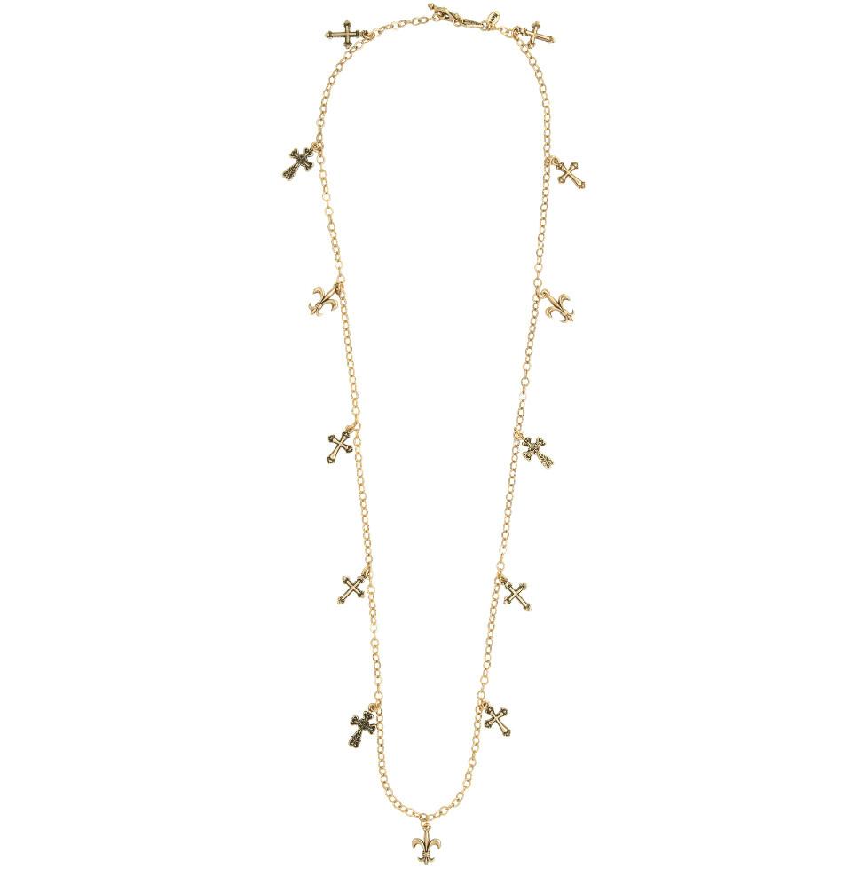 Ahava Long Gold Cross Charm Necklace