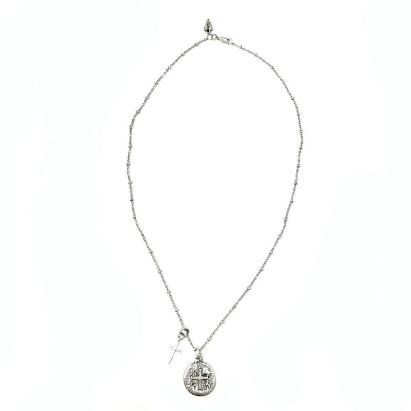 Ancient Silver Cross Coin And Cross Necklace - New!