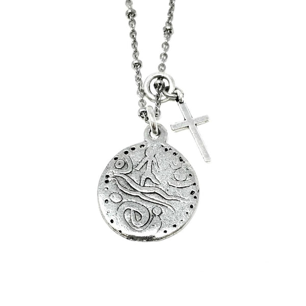 Ancient Silver Cross Coin And Cross Necklace - New!