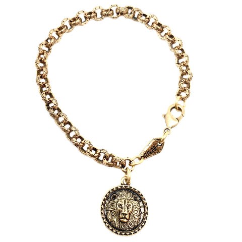 Intrépide Lion Coin Heavy Chain Bracelet